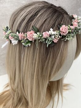 Baby Pink Flower Wedding Crown, 4 of 5