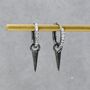 Sterling Silver Dangling Spike Hoop Earrings, Detachable Spike Charm Dangle Hoop Earrings, thumbnail 7 of 12