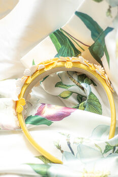 Yellow Flower Embellished Headband With Gems, 4 of 7