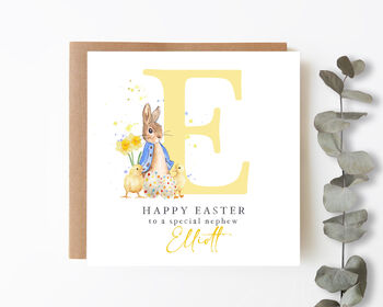 Personalised Easter Card Blue Bunny Splatter, 4 of 4