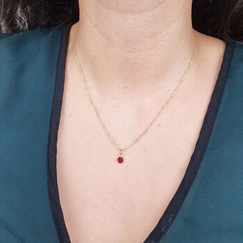 Mini Garnet January Birthstone Charm Gold Plated Chain, 2 of 4