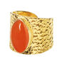 Orange Onyx Gemstone Gold Plated Adjustable Ring, thumbnail 1 of 4