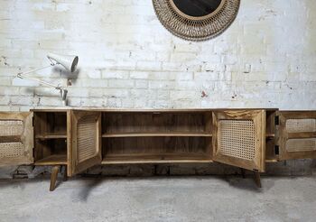 Low Slung Rattan And Wood Sideboard, 5 of 5