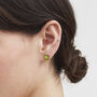 Gold Lucky Clover And Pearl Stud Earrings, thumbnail 2 of 7