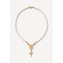 Handmade Freshwater Pearl Rosary Choker With Rose Cross Charm, thumbnail 2 of 10