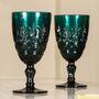 Set Of Four Vintage Embossed Coloured Wine Glasses, thumbnail 3 of 12