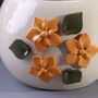 G Decor Floral Ceramic Planter Line Sand Yellow Handcrafted Decorative Pot, thumbnail 3 of 4