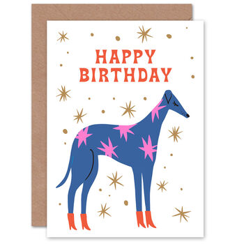 Blue Greyhound Retro Fashion Happy Birthday Card, 2 of 4