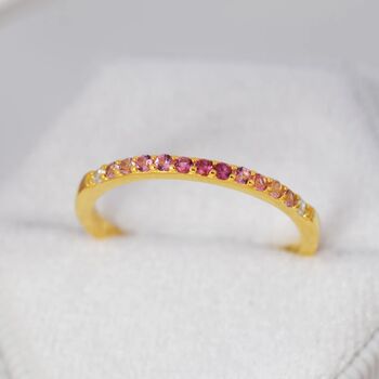 Ruby Red Ombre Half Eternity Ring In Sterling Silver, 4 of 11