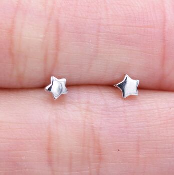 Sterling Silver Very Tiny Little Star Stud Earrings, 9 of 12