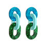 Blue Green Chain Link Earrings, thumbnail 2 of 4