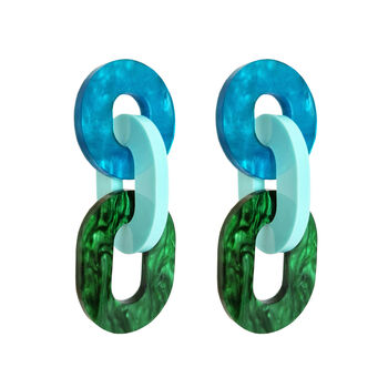 Blue Green Chain Link Earrings, 2 of 4