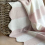 Personalised Cashmere Striped Baby Blanket With Scalloped Edges, thumbnail 2 of 8