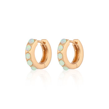 Opal Huggie Hoop Earrings, 10 of 12