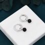 Sterling Silver Dangling Black Onyx Hoop Earrings, thumbnail 2 of 11