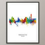 Manchester Skyline Portrait Print And Box Canvas, thumbnail 3 of 5