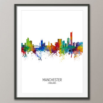 Manchester Skyline Portrait Print And Box Canvas, 3 of 5