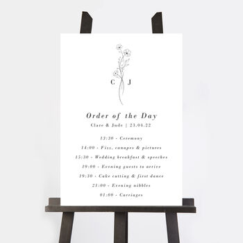 Simple Floral Wedding Order Of The Day Sign, 2 of 3