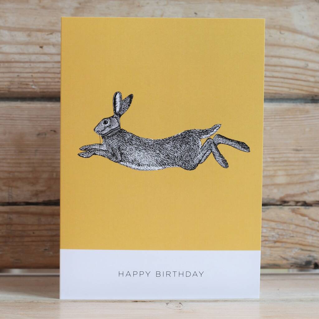 hare happy birthday card by bird | notonthehighstreet.com