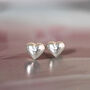 Sterling Silver Heart Stud Earrings, thumbnail 3 of 7