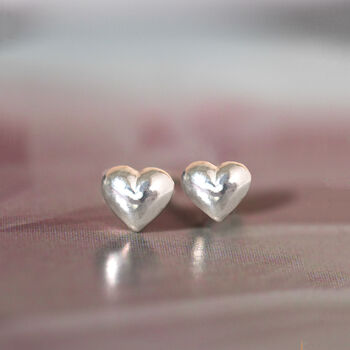 Sterling Silver Heart Stud Earrings, 3 of 7