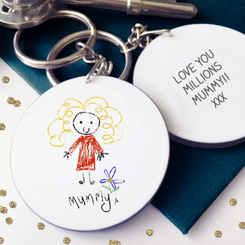 Personalised Children's Drawing Message Keyring By Sarah Hurley