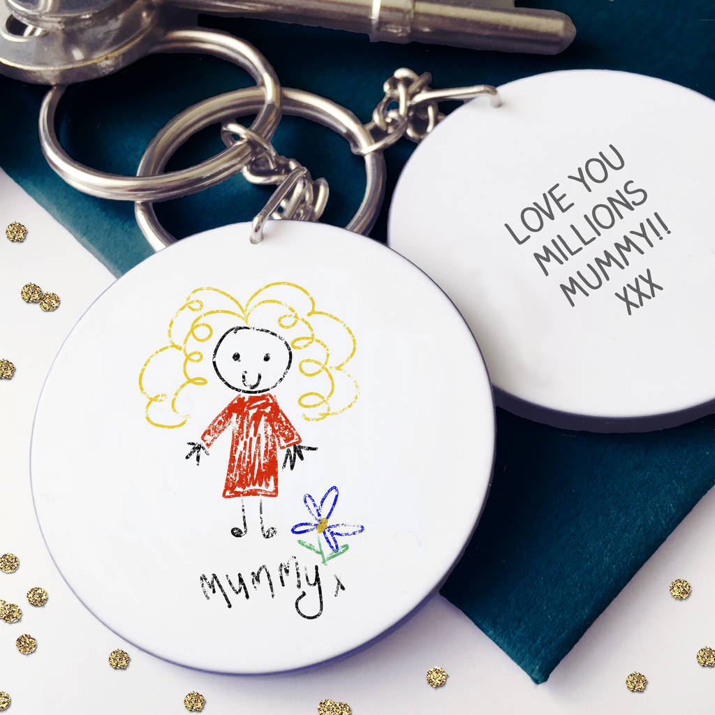 Image of Personalised Children's Drawing Message Keyring