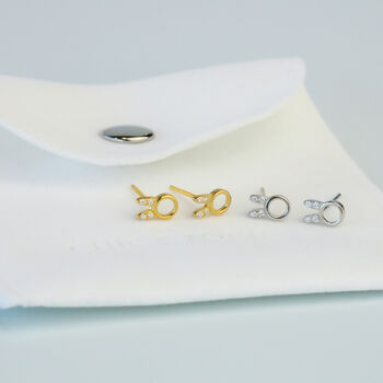 Sterling Silver Simple Bunny Ears Stud Earrings, 6 of 6