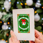 Vintage Christmas Wreath Card, thumbnail 1 of 8