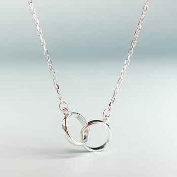 Sterling Silver Interlocking Rings Pendant Necklace, 3 of 7