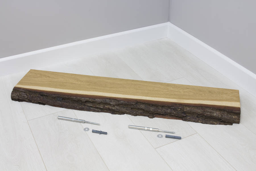 bark edge solid oak floating wall shelf by bespoak interiors