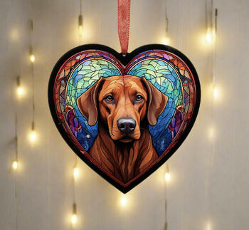 Rhodesian Ridgeback Stained Glass Effect Heart Suncatcher, 3 of 5