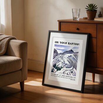 Personalised Baptism Gift Print For Adults, Mountain Christian Keepsake, 4 of 11