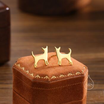 Sterling Silver Tiny Chihuahua Dog Stud Earrings, 2 of 11
