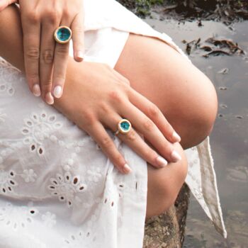 Small Round Turquoise Reef Adjustable Ring, 4 of 7