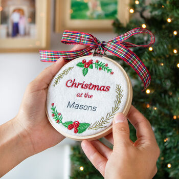 Personalised Family Christmas Embroidered Hoop, 4 of 5