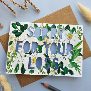 'Sorry For Your Loss' Paper Cut Sympathy Card, 2 of 4