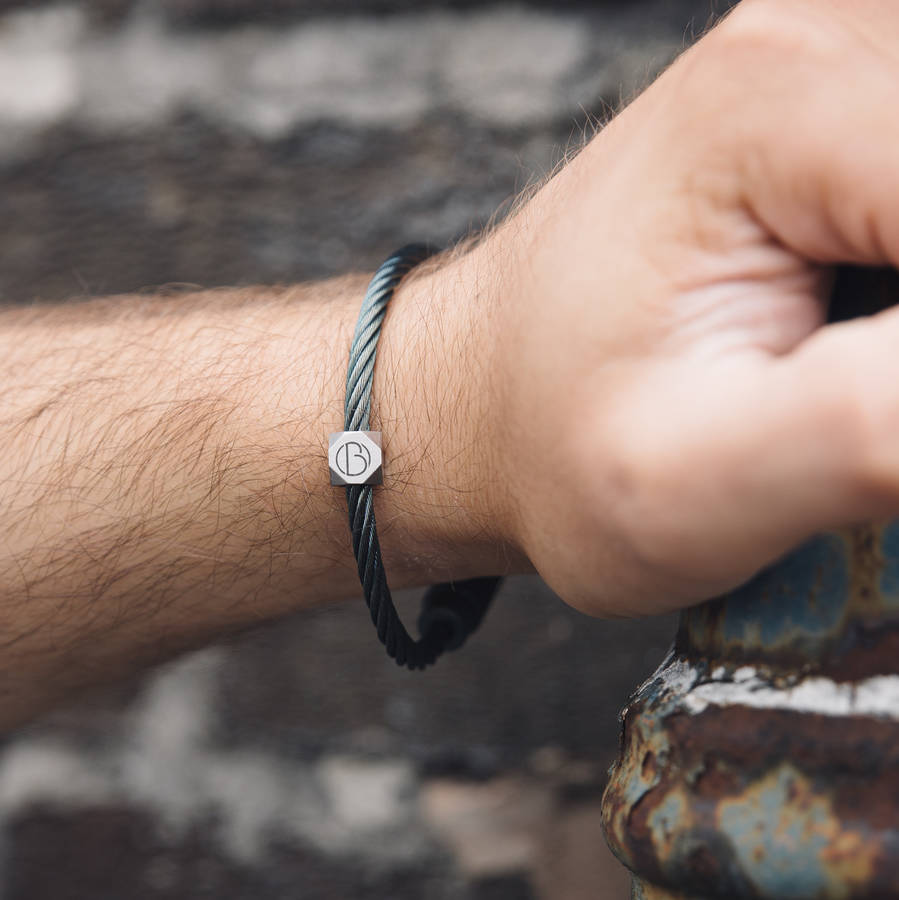 Personalised Stainless Steel Petrol Cable Bracelet By Bailey Of Stainless Steel Petrol Cable Bracelet
