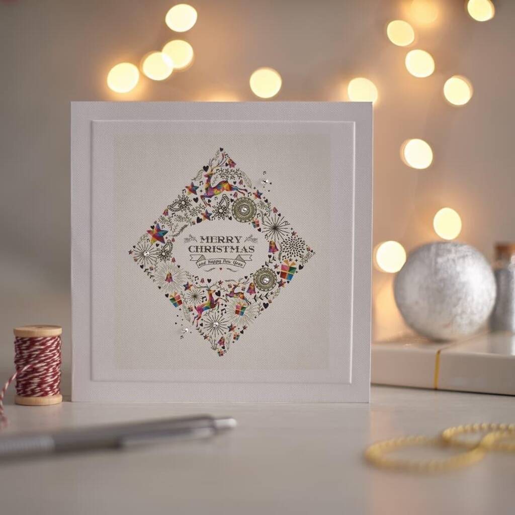 Handmade Christmas Diamond Wreath Greeting Card