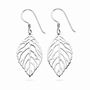 Sterling Silver Cut Out Skeleton Leaf Drop Earrings – 39mm X 15mm, thumbnail 7 of 8