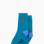 Embroidered Seahorse Combed Cotton Socks In Teal, thumbnail 3 of 4