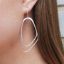 Large Silver And Rose Gold Plated Twin Drop Earrings, thumbnail 2 of 5