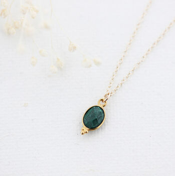 Gold Oval Dotted Gemstone Pendant Necklace, 5 of 11