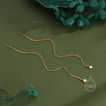 Tiny Starburst Threader Earrings In Sterling Silver, 2 of 12