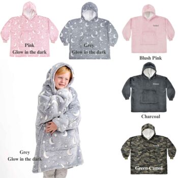 Personalised Children Sherpa Hoodies Wearable Blanket, 2 of 9