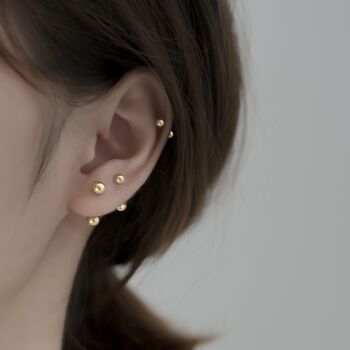 Gold Colour Sterling Silver Screw Ball Back Stud Earrings, 2 of 5