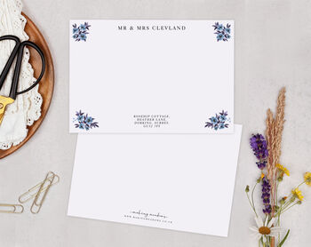 Blue Floral Personalised Address Note Cards A6 Notecard Set, 2 of 6