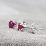 Ruby Stud Earrings In Silver Or Gold, thumbnail 4 of 11
