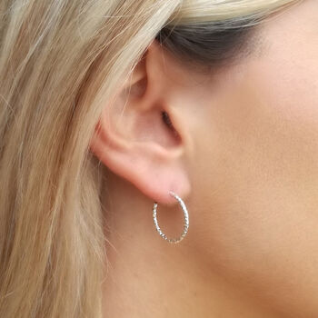 Silver Faceted Hoop Earrings, 2 of 7