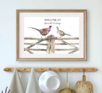 Personalised Home Sign Print Pheasants, 4 of 4